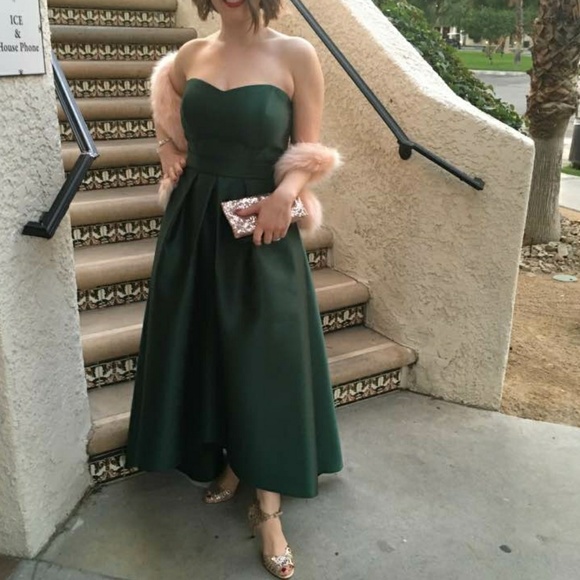 green button front dress